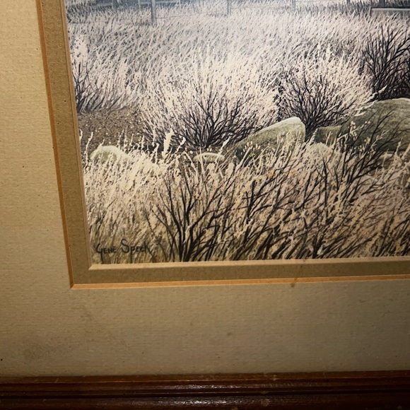 Vintage Gene Speck Art Wood Framed Print Country Landscape Wagon Barn - Picture 8 of 15